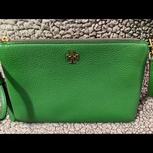 Spruce(Green) Tory Burch Kira Pebble Leather Crossbody